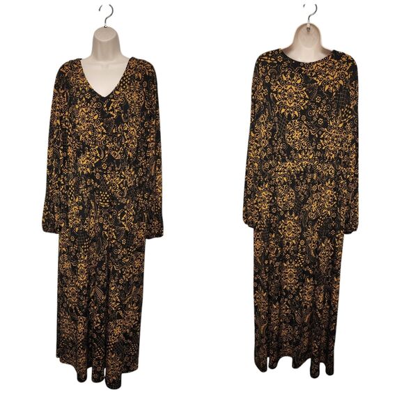 Antthony Dresses & Skirts - Anthony Women's V-NECK Long Balloon Sleeve Plus Size 2X Color Brown/Black Dress